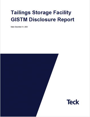 Tailing Storage Facility GISTM Disclosure Report cover, dated December 31, 2025, by Teck.