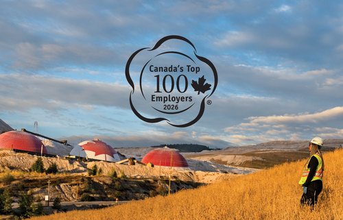 Person in safety gear near industrial site with Canada's Top 100 Employers 2026 logo.
